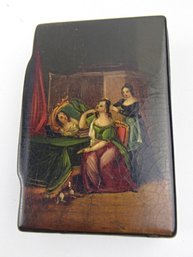 Antique Hand Painted Russian Lacquer Snuff  Box