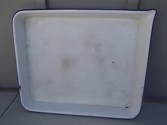 Vintage White & Blue Enamel Photography Film Developing Pan W/Spout