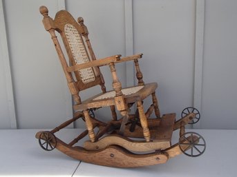 Antique Child's Rocking Chair And Adjustable Height Highchair
