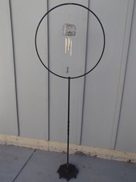 Vintage Metal Bird Cage Holder With Vintage Bird Chime / Vintage Plant Stand