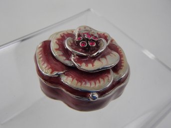 Enameled Floral Rhinestone Trinket Box