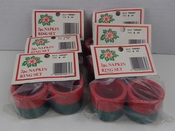 Twelve Red And Green Napkin Rings Made In Hong Knog