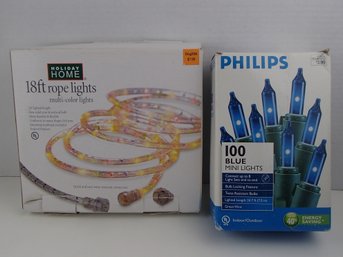 Multi-colored Rope Light And Blue Mini Lights