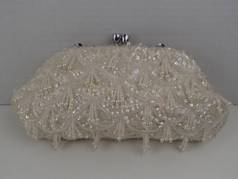 Vintage Irredecent Sequence And Beaded Evening Bag With Strap