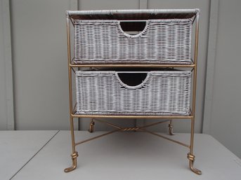 Metal Framed Storage With Wicker Drawers