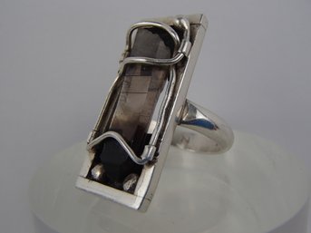 Gorgeous Smokey Quartz Sterling Silver Ring Size 8.5 Weight 11.3g