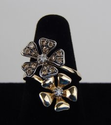10K Chocolate And White Diamond Ring Size 7 Weight 2.6g