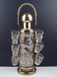 MCM Barware Liquor Pump Dispenser And 6 Shot Glasses