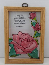 To My Wife I Love You Painted Rose On Glass Wall Accent