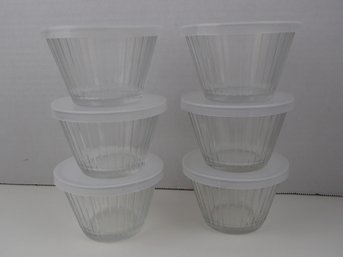 Six Pasabahce Turkish Glass Small Custard Dessert Bowl With Lids