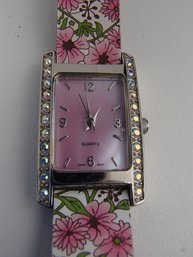 Ladies Watch With Flowered Band Japan Movement