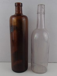 Vintage Rough Textured Wine Bottle And Liquor Or Wine Bottle