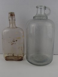 Embossed Full Half Gallon Finger Loop Handle Bottle And Antique Corked Bottle