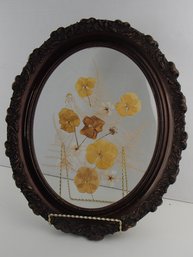 Pressed Flower Picture With Lovely Heavy Oval Frame