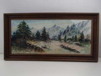 Antique Pikes Peak  Acrylic Painting Under Glass By Dorothy Cother 21.5' X 11.5'