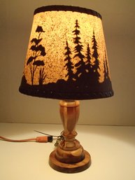 Backlit Forest Lamp With Hand Crafted Wood Body