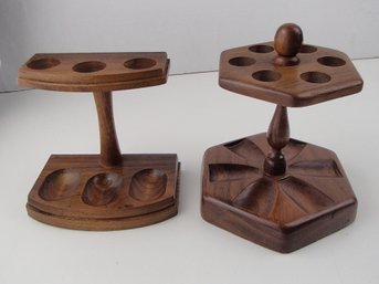 Two Wood Pipe Stands