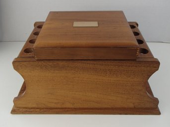 Vintage Engravable Eight Slot Pipe Stand With Humidor