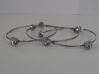 Three Rhinestone  Wire Bracelets