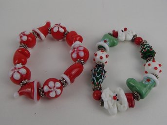 Santa Glass Bead Bracelets