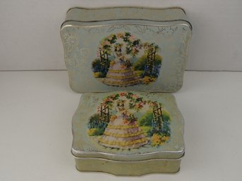 Vintage Victorian Lady  Nesting Toffee Tins Made In England
