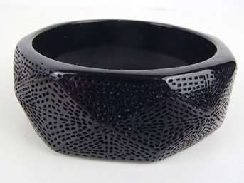 Black Acrylic / Lucite Bangel Bracelet
