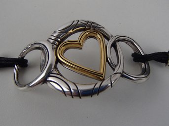 Brighton Two Toned Heart Bracelet Includes Bag And Heart Tin