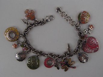 Brighton Enamel Charm Bracelet Includes Bag And Heart Tin