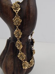 Gold Tone Rose Bracelet By  Avon