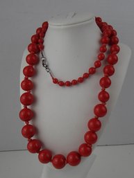 18' Red Acrylic Knotted Bead Necklace