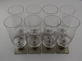 Eight Linear Smoke Rosenthal Glasses
