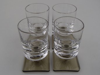 Four Vintage Linear Smoke Cordial Rosenthal Glasses