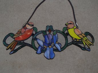 Vintage Stained Glass Bird Suncatcher Or Wall Decor