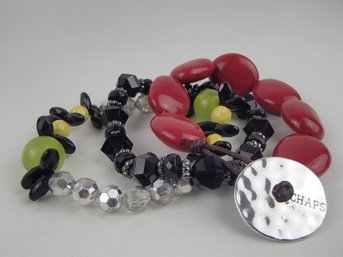 Two Stretch Bracelets And Chaps Faux Stone Bracelet