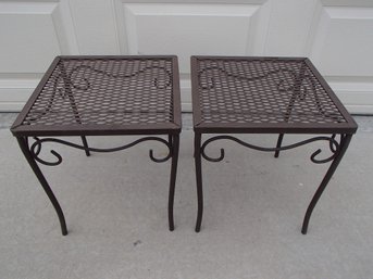 Two Vintage Metal Outdoor Side Tables
