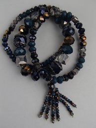 Three Strand Glass Bead Stretch Bracelet