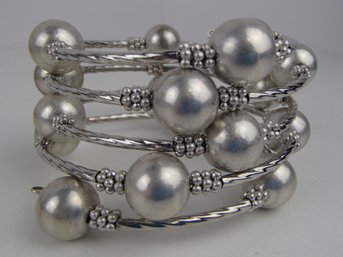 Silver Tone Ball Coil Bracelet
