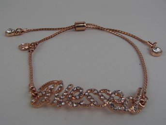 Copper Tone Pull String  Blessed Adjustable Bracelet