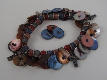Shells, Metal And Wood Bracelet