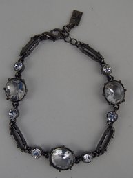 Dainty Gunmetal And Clear Rhinestone Bracelet By Ann Klein