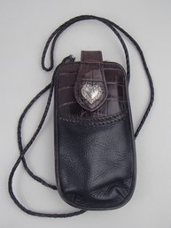 Vintage Black And Brown Leather Crossbody Sunglass Case By Brighton