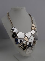 22' Sculpted Metal Two Tone Bib Necklace By  Lydell NYC