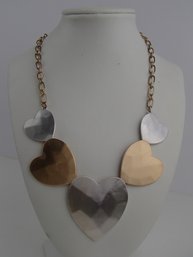 21' Two Tone Metal Heart Necklace