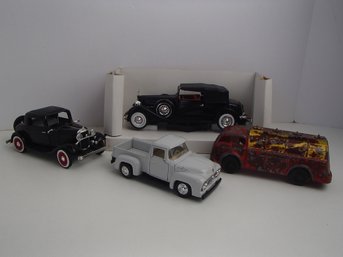 Die Cast 1934 Packard By Banbury, 1956 F100 By Road Champs, 1932 Coupe And A Tanker Truck