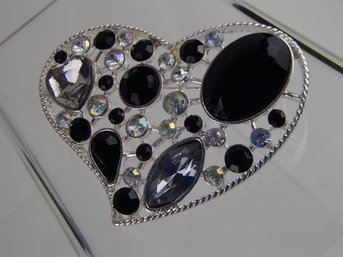 Rhinestone Heart Brooch