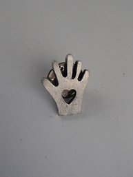 Heart In Hand Tie Tack Folk Art Marked DP 1987 Maiden Vermont