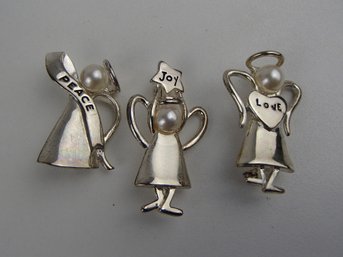 Peace , Joy And Love Angel Pins