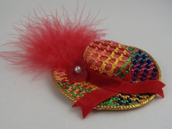 Vintage Velvet Lined Feather Hat Pin