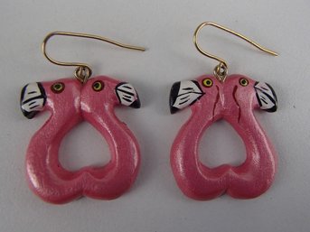 Hand Painted Flamingo Earrings