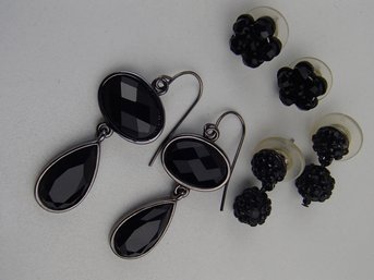 Three Black Fashion Earrings